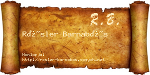 Rösler Barnabás névjegykártya